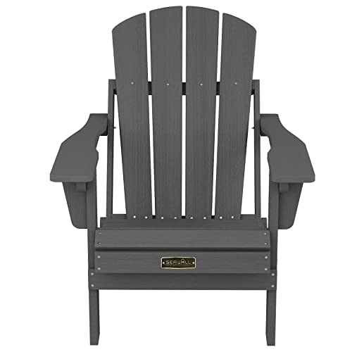 Serwall 5-Piece Adirondack Chair And Ottoman And Table Set, Weather Resistant Adjustable Backrest Adirondack Chair With Ottoman And Side Table, Adriondack Chair For Backyard, Garden,Deck,Grey #TOP6