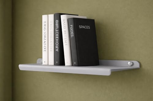 Image of 17 Inch Set 4 Grey Wall Shelf - Metal Floating Shelf for Wall, Wall Mounted Shelves, Modern Wall Shelf for Bedroom & Living Room Storage, Minimalist Wall Mount Shelf (43.18 CM Long X 17 CM deep)