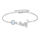 ONEFINITY Pulseras de gato para mujer, plata de ley 925 con ópalo y gato, joyería de animales, regalos para mujer