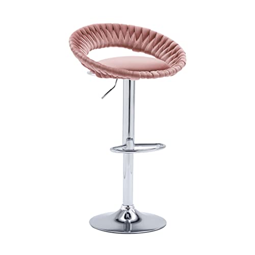 Jonpony Woven Velvet Bar Stools Set Of 2, Height Adjustable Counter Height Bar Stools With Thicken Cushion, Woven Upholstered Kitchen Counter Chairs With Silver Metal Base For Pub, Kitchen, Cafe #TOP6