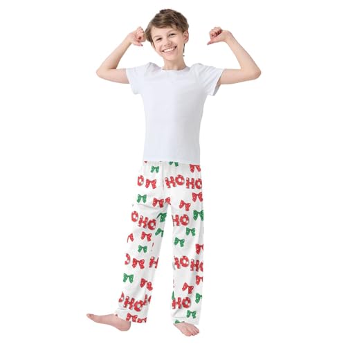 Boys' Pants Christmas Ho Ho Ho Bow Long Bottoms Jogger Pants Elastic Waist Trousers with Pockets S-XL2