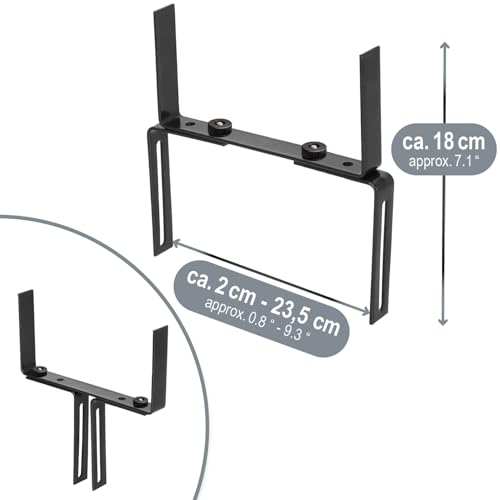 com-four® 4X Blumenkastenhalter für Balkon-Brüstungen und Geländer - Flexible Befestigung aus Metall für Pflanzkästen - 2-Fach verstellbar - kein Bohren (04 anthrazit)