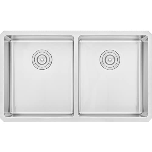 CozyBlock 32 in. x 19 in. x 10 in. 16-Gauge Stainless Steel Undermount 50/50 Double Bowl Kitchen Sink with Silicon Dishrack and Strainer