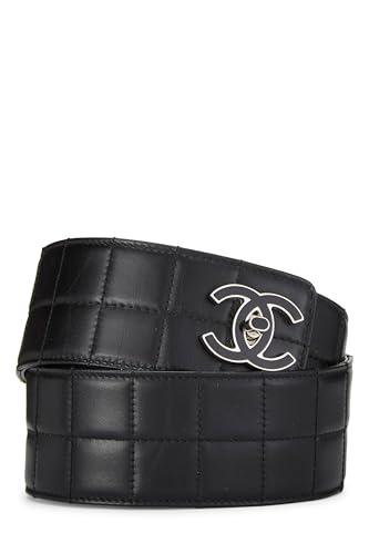 Pre-Loved Black Leather 'CC' Belt 75, Black