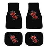 カーフロアマット 彼岸花 車用フロアマット 1台分4点セット ー用品 カー装飾 フロント2枚+リヤ2枚 ラゲッジマット おしゃれ カーアクセサリー 滑り止め 軽/普通車 四季通用 耐汚れ 防水 取付簡単 プレゼント