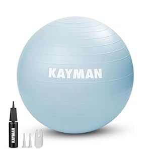 KAYMAN Exercise Ball – Anti-Burst System, Non-Slip Rings, Durable Material, Easy to Inflate, Ideal for Yoga, Pilates, Fitness, Balance Training, Gym, and Home Workouts