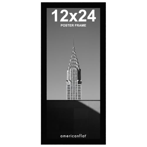 Image of Americanflat 12x24 Poster Frame - Black Engineered Wood with Polished Plexiglass - Wide Picture Frame for Vertical or Horizontal Wall Display - Epic Collection - Black