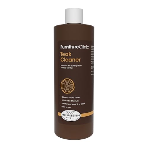 Furniture Clinic Teak Cleaner | For Outdoor Patio Furniture Such as Teak & Other Wood Types | Clean, Remove, Dirt, & Other Stains | Restore Treated and Untreated Wood (17oz / 500ml)