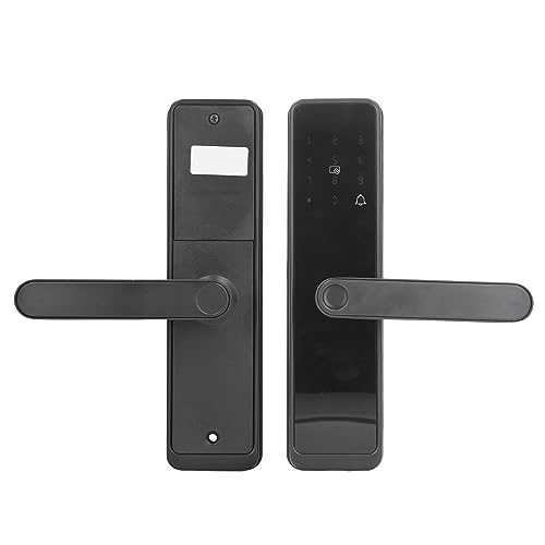 Smart Lock, 5 in 1 Touchscreen Keypad Front Door Keyless Entry Door Lock with Fingerprint, APP Control, Code, IC Card & Key, Electronic Fingerprint Door Lock with Handle for Home