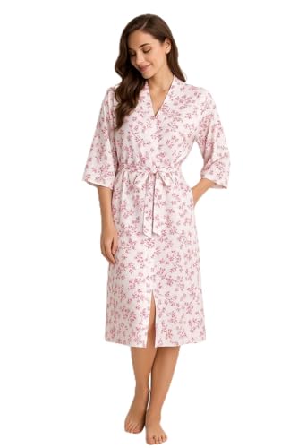 Image of Dplay outlet Ladies Womens Floral Print Night Gown Robes Wraps Dressing Gown (PINK, 20-22)