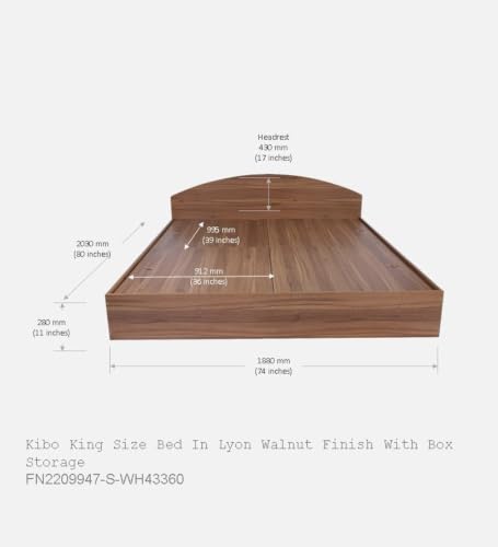 Image of Mintwud Pepperfry Engineered Wood Queen Size Bed with Box Storage for Bedroom Living Room Home Hotel | Wooden Double Bed Cot Palang Furniture (Walnut Finish)