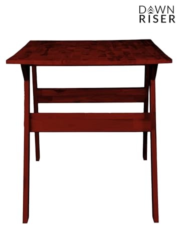 Image of Dawn Riser Foldable Multi-Purpose Teakwood Table - Lightweight, Durable, Natural Wood Finish, Compact, Indoor Outdoor Dining Table, Work Desk, Coffee Table, Easy to Assemble, Space Saving - Mahogany