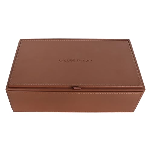 Image of V-CUBE DESIGNS Premium Vegan Leather Tissue Box Holder | Paper Napkin Holder | Sturdy Tissue Case /Cover /Dispenser /Organizer for Home /Bathroom /Office /Table /Desk /Car | Tan