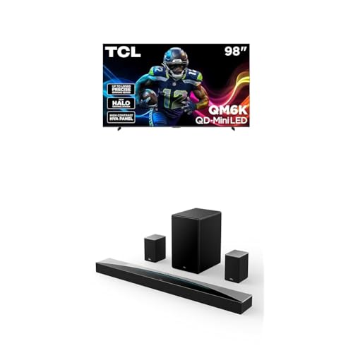 Image of TCL 98-Inch QM6K QLED 4K Smart QD-Mini LED TV with Google TV (98QM6K, 2025 Model) + Q85H Q Class 7.1.4 Channel Sound Bar with Dolby Atmos