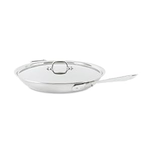 All-Clad D5 5-Ply Brushed Stainless Steel Fry Pan With Lid, 14 Inch, Compatible With Any Stovetop Including Induction, Oven Broiler Safe 600F, Pots and Pans, Frying Pan, Skillet, Cookware, Silver