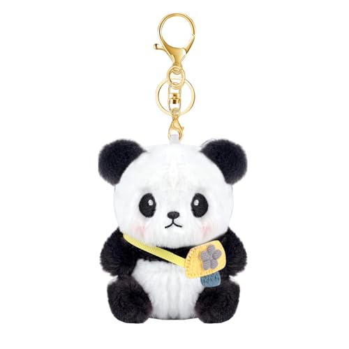Auroriel Süßer Plüsch Panda Llavero Mochila de Flores Llavero de Llave para Autos para Damas Hombres Niños Bolsa Teléfono Mochila Cumpleaños Navidad