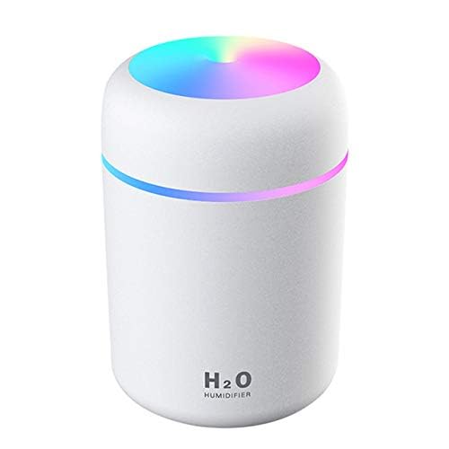 2 in 1 USB Electric Aromatherapy Oil Diffuser Ultrasonic Air Humidifier Mist Maker with Colorful Light for Home Office and Car (White)