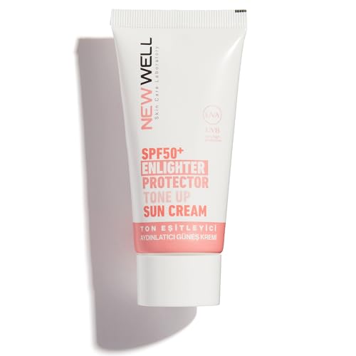 NEWWELL Aufhellende Sonnencreme LSF 50+, Sonnenschutz 50ml mit Blaulicht- und UV-Schutz, Hautton Ausgleichend, Feuchtigkeitsspendend mit Aloe Vera, Schnell Einziehend,