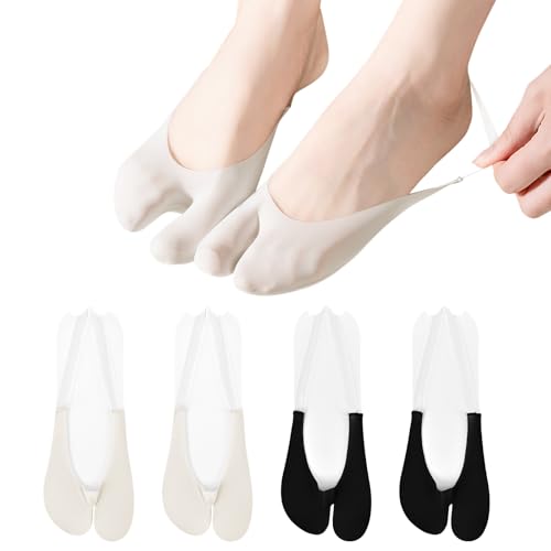 Image of No Show Socks with Invisible Sling Back Womens, 6 Pairs Low Cut Half Toe Topper Socks with Non-Slip Straps for Heels