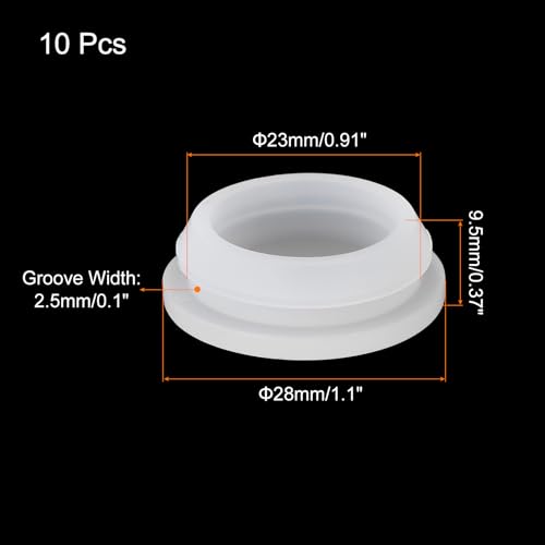 Image of MECCANIXITY 10pcs Silicone Snap in Locking Hole Plugs,23mm /0.9 Inch Mounting Diameter Narrow Groove Width 2.5mm Panel Seal Cover Round for Kitchen Bulkheads Waterproof Sealing Plugs Clear