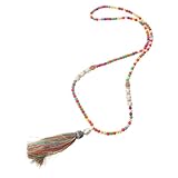 Beaupretty Collar Bohemio para Mujer con Cuentas Multicolor y Borlas Joyería Artesanal Accesorio Ligero para Verano y Playa Vintage y Casual