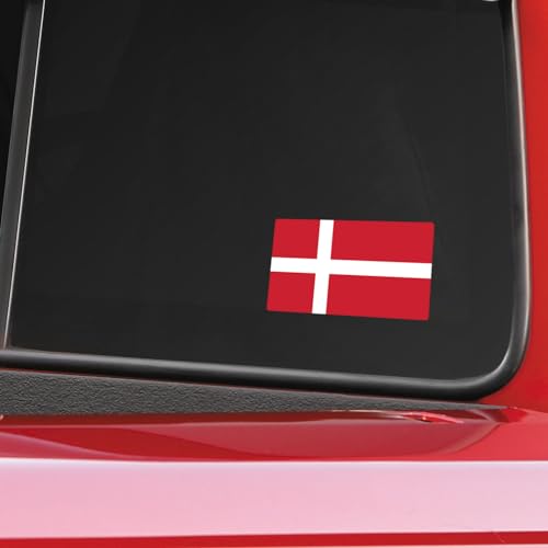 Image of World Country Flag Decal Stickers - Two Pack - for Cars Windows Bumpers Laptops Tablets Tumblers Cups Walls (Denmark)