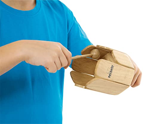 Nino Percussion Wood Stirring Drum - Großes Musikinstrument für Kinder ab 4 Jahren - Inklusive Holzschlägel - Siam Eiche, Natur (NINO556)