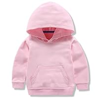 YAGATA Toddler Sweatshirt Boys Girls Cotton Pullover Hoodie Casual Kids Long Sleeve Solid Fall Winter Hooded Tee Tops Blouse7-8 Years Pink 140