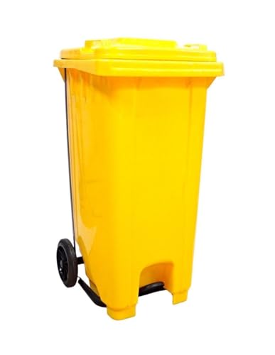 JARDIN202 - Contenedor de basura 120L - Con pedal - Amarillo