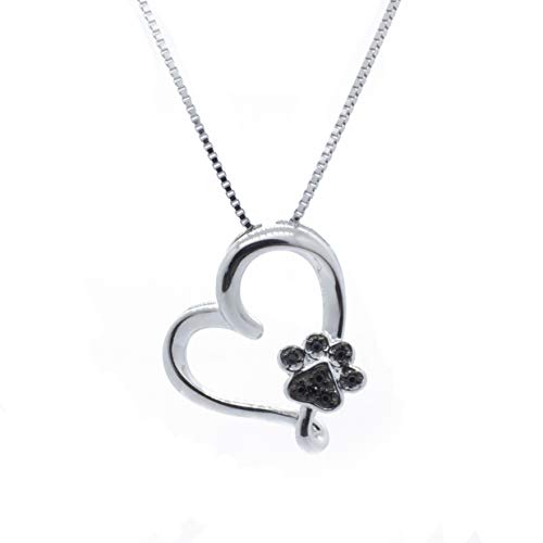 Pendentif cœur argent 925 oxyde zirconium noir bijoux femme collier tendance