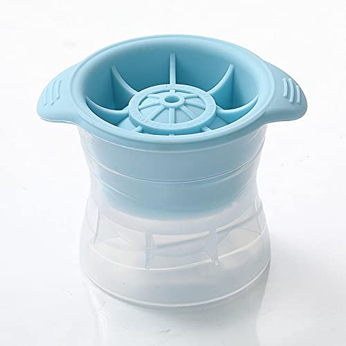 INIBULAM 大きい6cm丸氷製氷皿 (ブルー2個入り) 家居氷トレー アイスボールメーカー DIY透明氷製氷道具 ウイスキーアイスクリーム ジュース 氷 透明氷製氷器 溶けにくい 氷型 2set (ブルー)