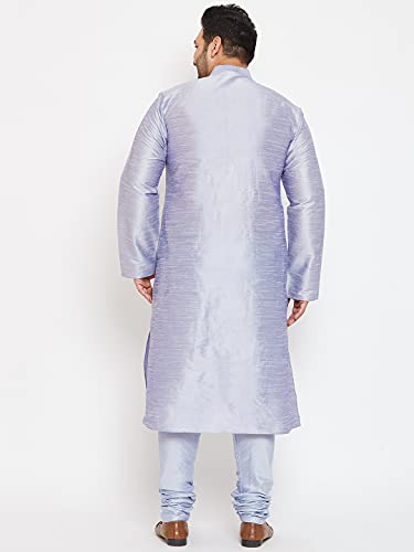 Image of VASTRAMAY Plus Size Men's Silk Blend Kurta Set-New Lavender Blue