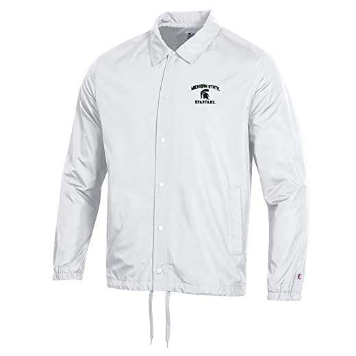 Champion Michigan State Spartans NCAA Men's White Classic Coaches Jacket (X-Large,White)