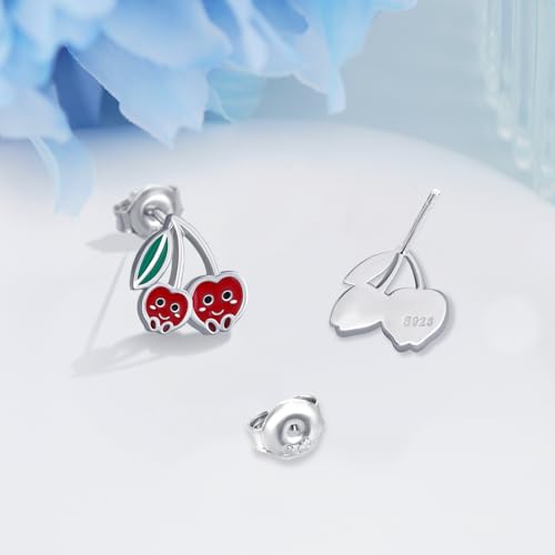 Cherry Earrings Sterling Silver Cherry Earrings for Women Fruit Cherry Jewelry Gifts for Women3