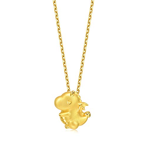 CHOW SANG SANG 999.9 24K Solid Gold Dinosaur Pendant, Stud Earrings for Women 92014P 92014E (Gold Pendant)2
