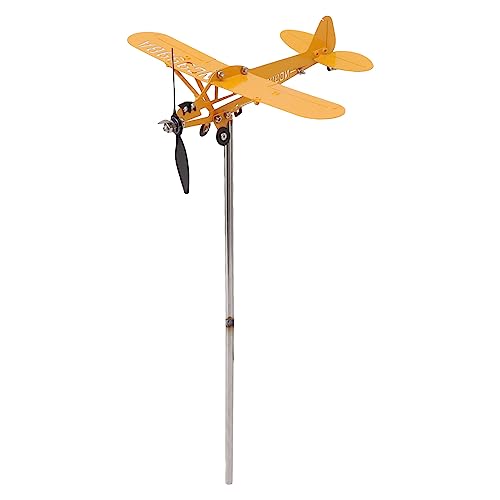 Veleta de Avión Decorativa, Indicador de Dirección del Viento 3D Piper J3 Cub, Metal, para Jardín y Patio, 5,9 cm, Montaje en Techo
