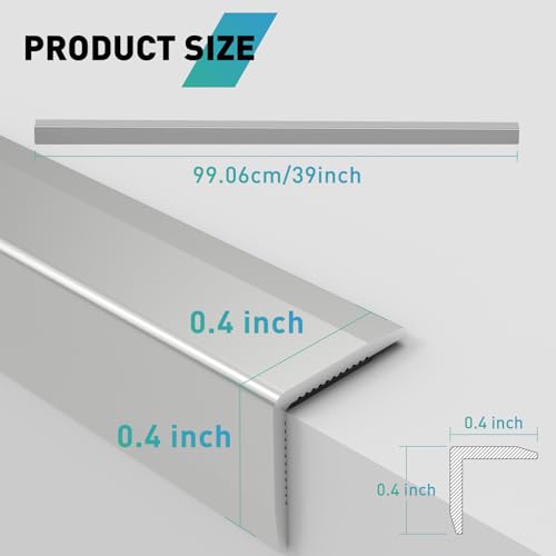 Image of 10-Pack Tile Edge Trim,39''x0.4'' | Peel and Stick Aluminum Backsplash Trim Edge,Metal Self Adhesive Decorative Tile Liner,Matte Silver