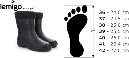 LEMIGO leichte Damen EVA Gummistiefel gefüttert Jessy (Carbone/Grau, 40 EU)