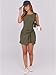Caracilia Women Summer Sleeveless Bodycon Tie Cinched Waist Romper Skort Mini Dress Built in Shorts Night Out Vacation Dress Army Green Large