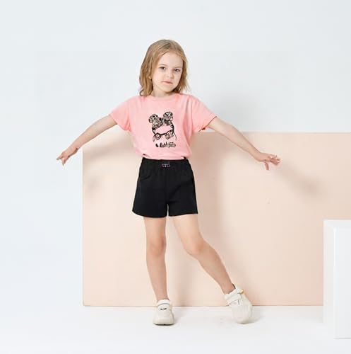 Kid Toddler Girl Clothes Summer Ruffle Sleeve Figure Graphic Tee Shirt + Shorts Summer Outfits Set2