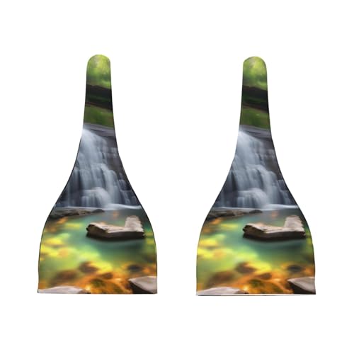 Newborn Baby Hat, Waterfall Views Print Soft Top Knot Beanie Cap, Cute Baby Headwear for 0-6 Months Black3