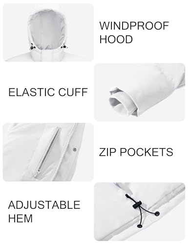 Image of MAGCOMSEN Mens Puffer Jacket with Hood Down Jacket Windproof Insulated Mens Winter Jacket Warm Coat White M