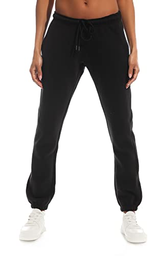 Light & Shade LSLPNT006 Pantalones de chándal de Tacto Suave para Mujer, Negro, M