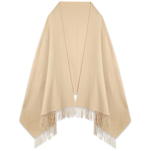 EXTREE Scarfs for Women Pashmina Silky Shawl Wrap for Evening Dressing Blanket Open Front Poncho Cape