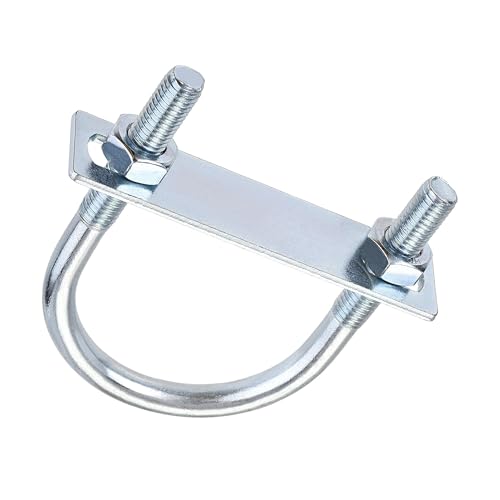 Unifizz Round U-Bolt,1 Set Zinc Plated Alloy Steel M10 U Bolts 60mm(2.36") Inner Width 100mm Length with Nuts and Frame Plate for Automobiles Boat Trailer