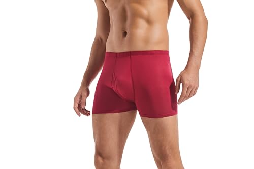 HOUDE Men's silk knitted boxer briefs, luxurious and comfortable, lightweight and breathable, 2 Pack3