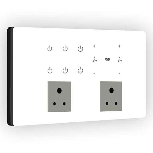 Image of IOTICS Smart Wifi Switch Board: 6 x Switch, 2 Fan & 2 Smart Plug Module. Touch Control, Remote, App Control. Voice Control with Alexa & Assistant. Smart Touch Switch Board For Home Automation (White)