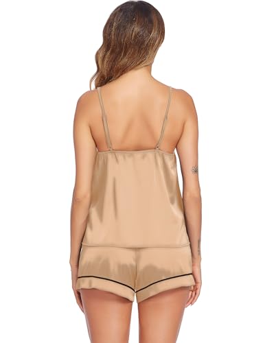 Image of Ekouaer Pajamas for Women Set Silk Satin Pjs Sexy Lingerie Sleepwear Cami Shorts Set Summer Nightwear S-XXL