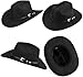 Western Cowboy Hat for Men Women Classic Roll Up Fedora Hat with Buckle Belt(Size:S-M)