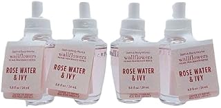 Bath and Body Works 4 Pack Rose Water & Ivy Wallflowers Fragrance Refill. 0.8 fl oz.